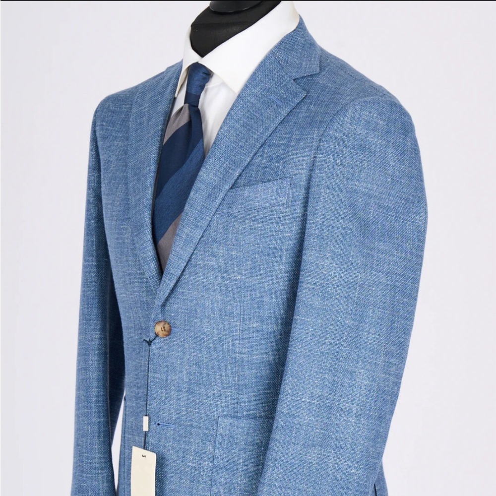 Suitsupply Blazer Havana Patch Slim Fit Light Blue Wool/Linen/Cashmere 44 44R